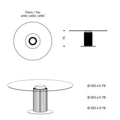 Mesa De Comedor Redonda De Vidrio Ahumado Con Base De Madera Made In Italy - Rondo -Tienda De Decoración tavolo da pranzo rotondo in vetro fume con base in legno made in italy rondo 8