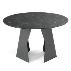 Mesa De Comedor Redonda En Vidrio Laminado Y Metal Made In Italy - Jacopo -Tienda De Decoración tavolo da pranzo rotondo in vetro laminato e metallo made in italy jacopo 3