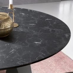 Mesa De Comedor Redonda En Vidrio Laminado Y Metal Made In Italy - Jacopo -Tienda De Decoración tavolo da pranzo rotondo in vetro laminato e metallo made in italy jacopo 6