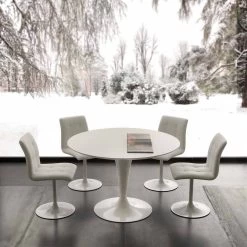 Mesa De Comedor Redonda Extensible Hasta 170 Cm Topeka, Diseño Moderno -Tienda De Decoración tavolo da pranzo tondo allungabile fino 170 cm topeka design moderno