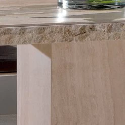 Mesa De Comedor De Diseño Moderno Realizada En Piedra Travertina Narciso -Tienda De Decoración tavolo fisso in pietra travertino con bordo a roccia narciso 2