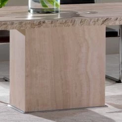 Mesa De Comedor De Diseño Moderno Realizada En Piedra Travertina Narciso -Tienda De Decoración tavolo fisso in pietra travertino con bordo a roccia narciso 4