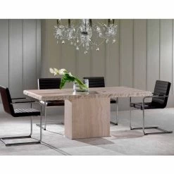 Mesa De Comedor De Diseño Moderno Realizada En Piedra Travertina Narciso -Tienda De Decoración tavolo fisso in pietra travertino con bordo a roccia narciso 5