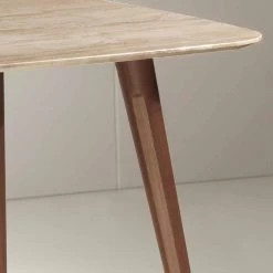 Mesa Moderna De Alta Calidad En Mármol Y Madera De Nogal Made In Italy - Hercules -Tienda De Decoración tavolo in marmo daino e legno impiallacciato noce made in italy hercules 3
