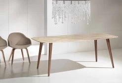Mesa Moderna De Alta Calidad En Mármol Y Madera De Nogal Made In Italy - Hercules -Tienda De Decoración tavolo in marmo daino e legno impiallacciato noce made in italy hercules 5