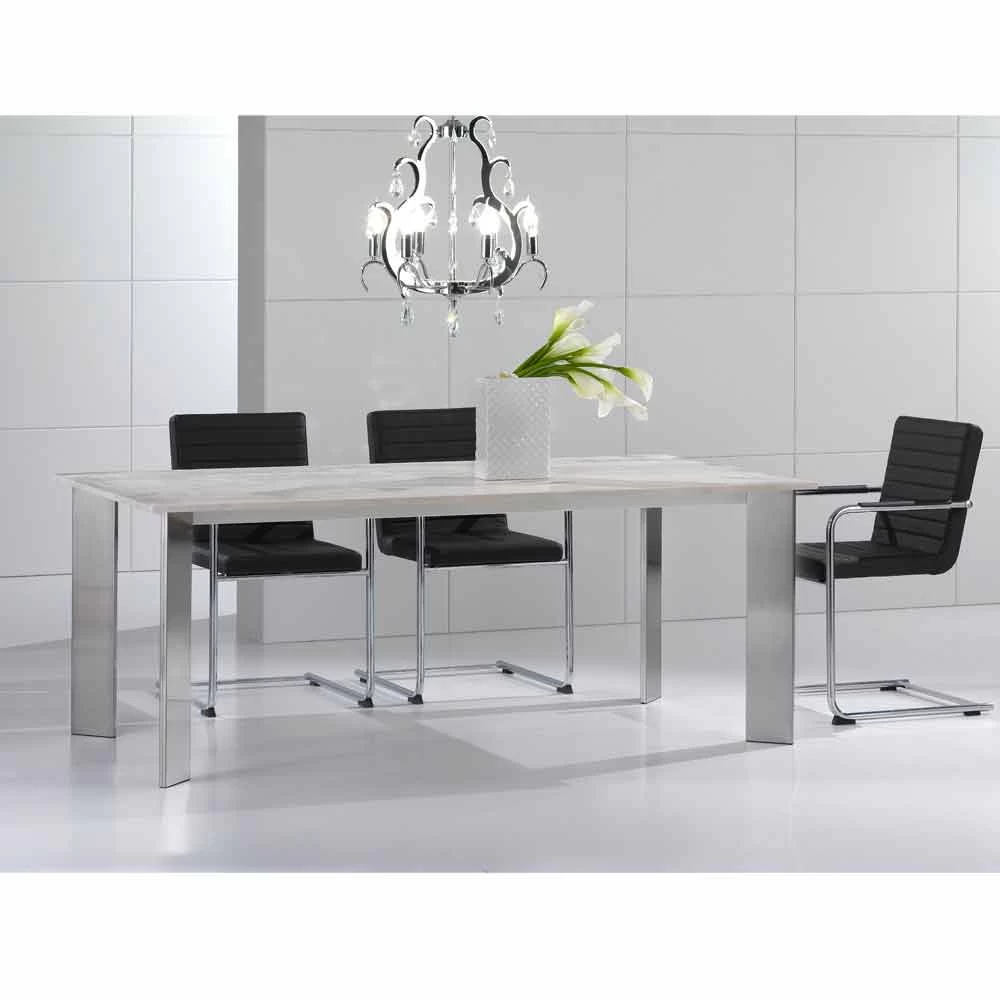 Mesa De Comedor De Diseño Moderno 190x100cm De Piedra Travertina Pompilio 6 Mesa De Comedor De Diseño Moderno 190x100cm De Piedra Travertina Pompilio - Imagen 4