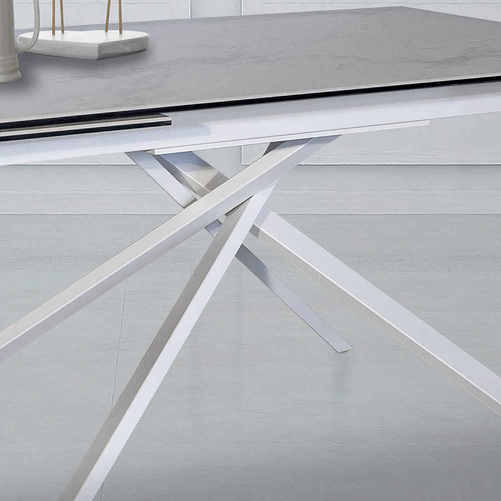 Mesa Extensible Para Interiores En Vidrio Cerámico Y Metal Made In Italy - Khal 5 Mesa Extensible Para Interiores En Vidrio Cerámico Y Metal Made In Italy - Khal - Imagen 3