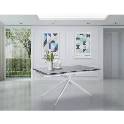 Mesa Extensible Para Interiores En Vidrio Cerámico Y Metal Made In Italy - Khal 11 Mesa Extensible Para Interiores En Vidrio Cerámico Y Metal Made In Italy - Khal -Tienda De Decoración tavolo indoor allungabile in vetro ceramica e metallo made in italy khal 3