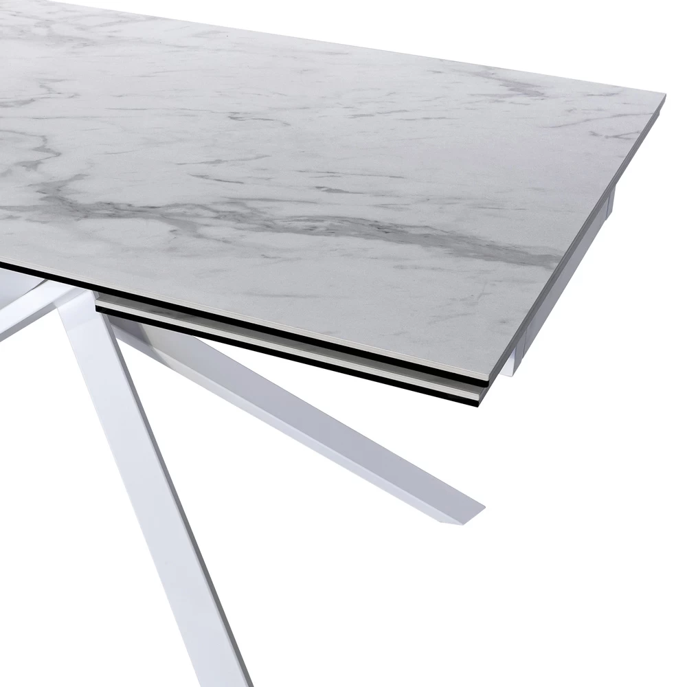 Mesa Extensible Para Interiores En Vidrio Cerámico Y Metal Made In Italy - Khal 7 Mesa Extensible Para Interiores En Vidrio Cerámico Y Metal Made In Italy - Khal - Imagen 5