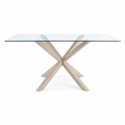 Mesa De Comedor Con Tapa De Cristal Templado Homemotion - Denda -Tienda De Decoración tavolo per sala da pranzo con piano in vetro temperato homemotion denda 5