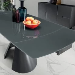 Mesa De Comedor Extensible Hasta 200 Cm En Cristal Design Antracita - Borgona -Tienda De Decoración tavolo pranzo allungabile a 200 cm in vetro antracite design borgona 2