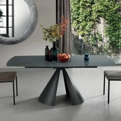 Mesa De Comedor Extensible Hasta 200 Cm En Cristal Design Antracita - Borgona