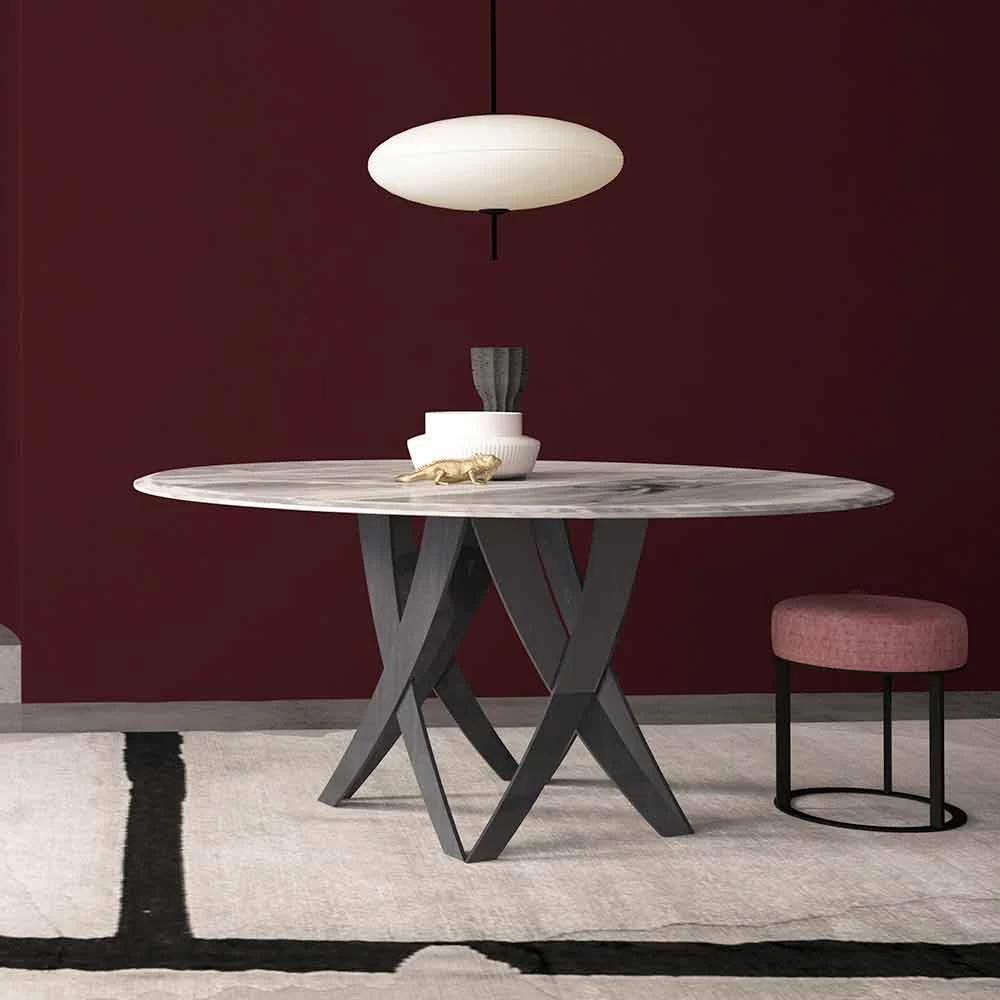 Mesa Redonda En Mármol Imperial Gray Diámetro 140 Cm, Made In Italy - Montereale 3 Mesa Redonda En Mármol Imperial Gray Diámetro 140 Cm, Made In Italy - Montereale